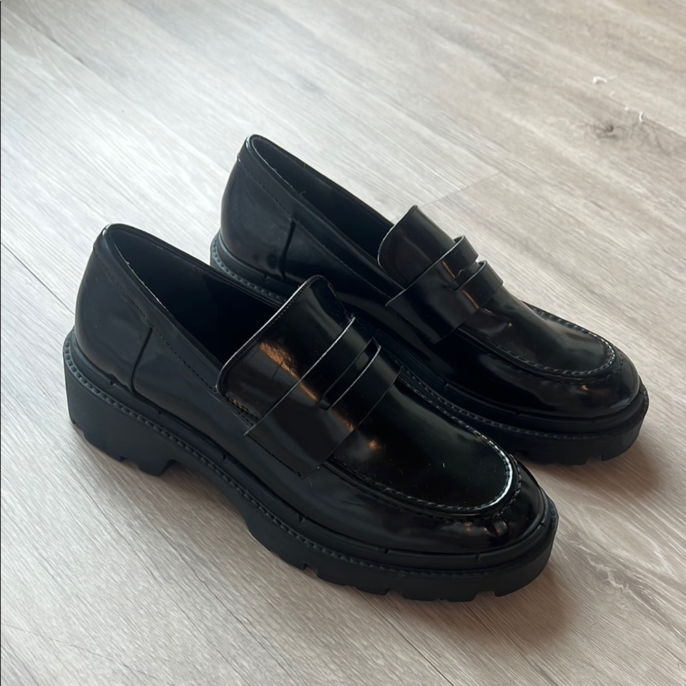 Zara Black Chunky Loafers Slip-Ons